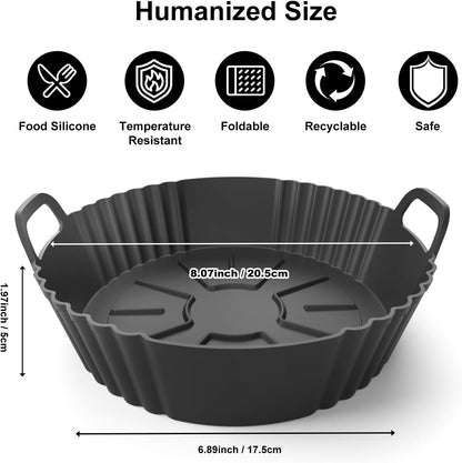 Ninja Silicone Air Fryer Liners - Reusable Food Grade Accessories for 4-5.3QT | 3-Pack Set