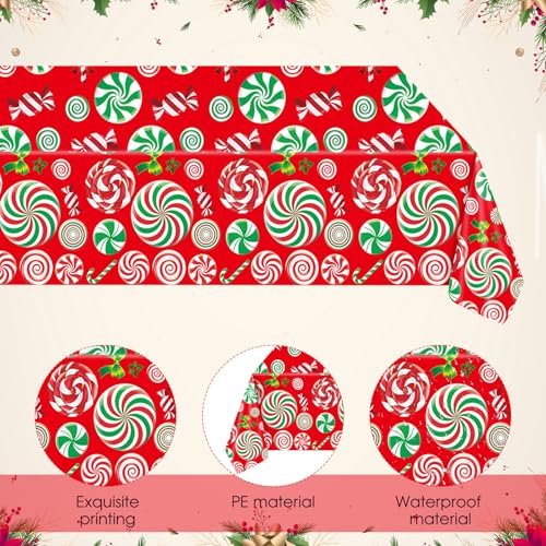 HiToJY Christmas Candyland Party Decorations - 3 Disposable Candy Theme Tablecloths
