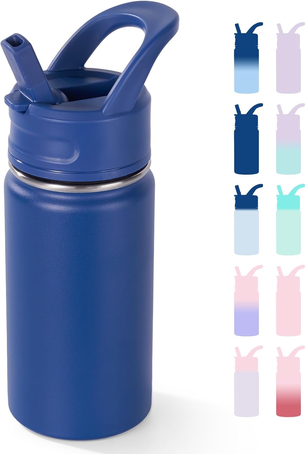 Skiennix 12oz Kids Water Bottle - Insulated, Leak-Proof, BPA-Free | Blue Stainless Steel Design