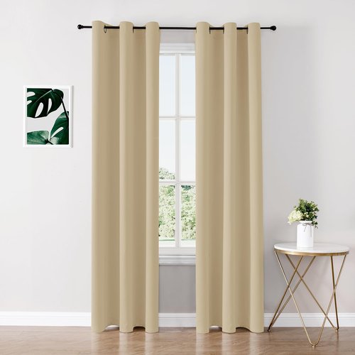 ChrisDowa Blackout Curtains - Thermal Insulated Room Darkening Panels, 84 Inch Long, Biscotti Beige (Set of 2)