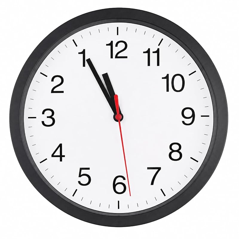 Backwards Wall Clock 8 Inch - Counter-Clockwise Quartz Clock, White