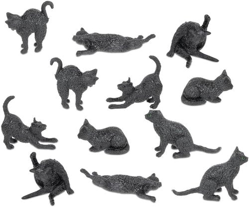 Accoutrements Archie McPhee Itty Bitty Black Cats - 12 Adorable Vinyl Kitties in 6 Styles for Halloween Fun