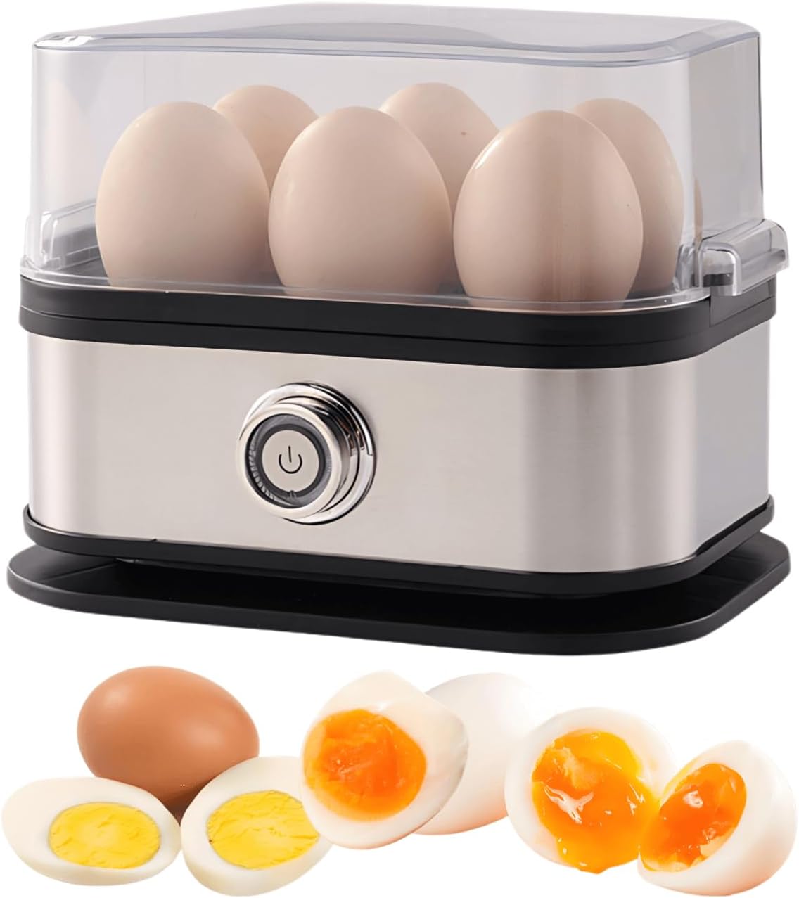 Rapid Egg Cooker - Electric Stainless Steel 6-Egg Capacity | Soft, Medium & Hard Boiled, Auto Shut-Off