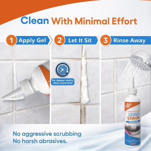 Mold Stain Remover Gel Cleaner Heavy Duty for Front Loader Washing Machine Seal, Bathroom Grout, Shower, Caulk