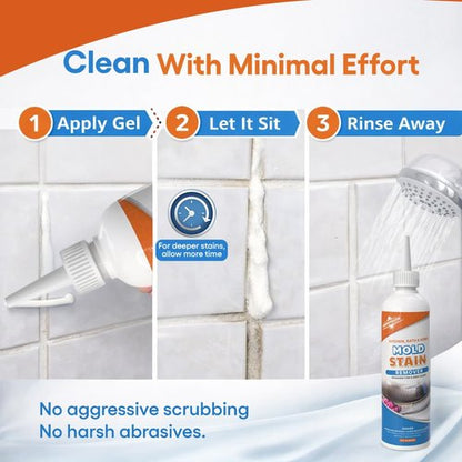 Mold Stain Remover Gel Cleaner Heavy Duty for Front Loader Washing Machine Seal, Bathroom Grout, Shower, Caulk