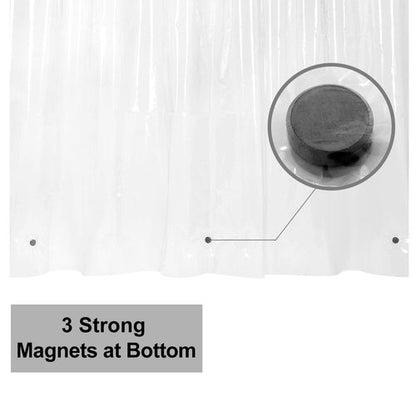 Barossa Design Shower Curtain or Liner with 3 Magnets for Shower Stall Size 42 inch Wide, PEVA, Waterproof, PVC Free, Metal Grommets, Clear, 42x72