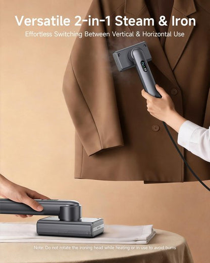 Epicka Dual Voltage Travel Steamer - Portable 2-in-1 Handheld Iron with Auto Shut-Off & Dual Steam Modes | Grey