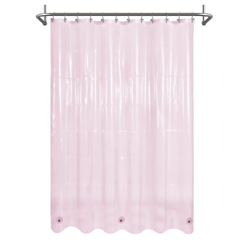 Mrs Awesome Clear Pink Shower Curtain Liner with 3 Magnets, 72x72 Premium Flexible Sturdy Plastic Shower Curtain for Bathroom Lightweight & Waterproof, Clear Pink