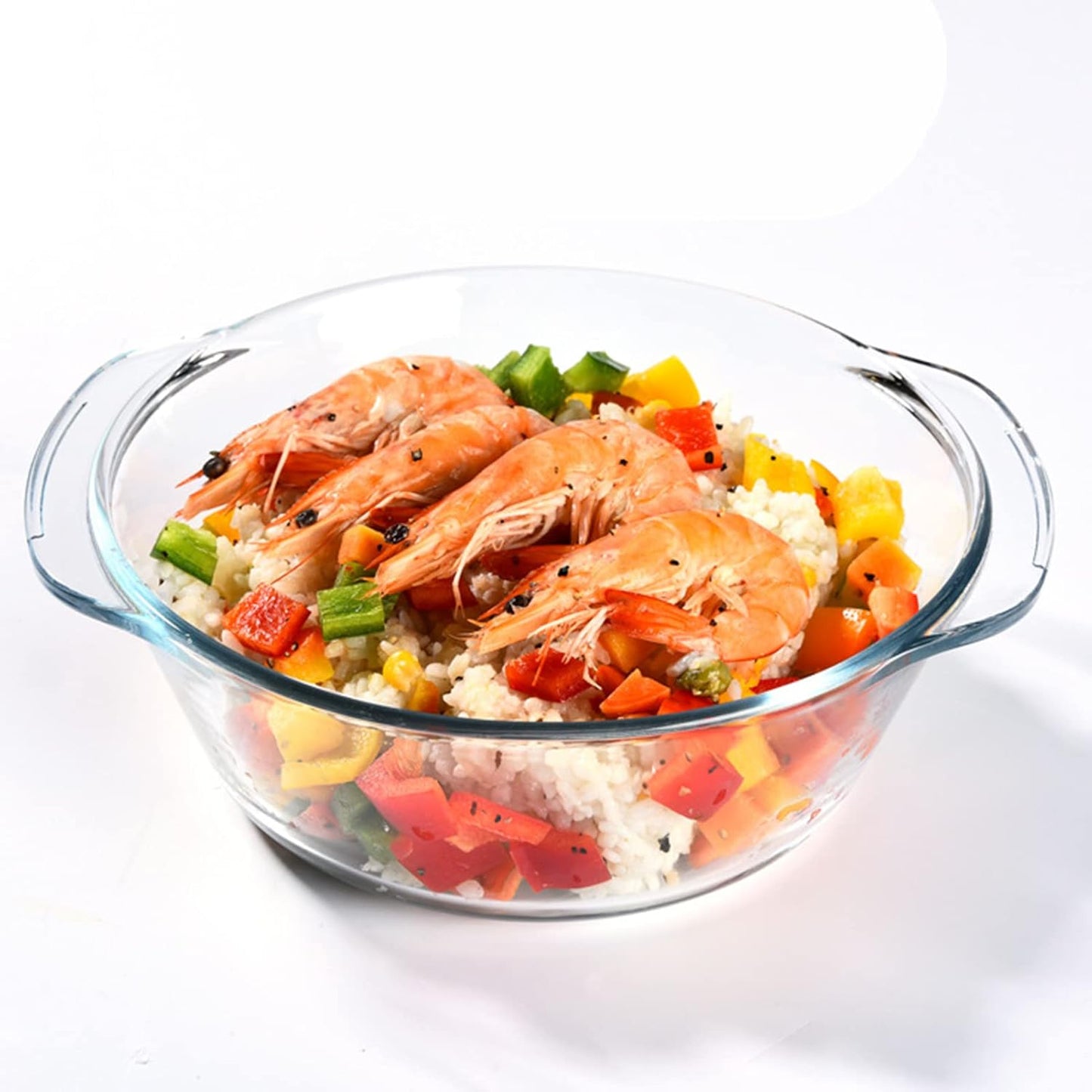 Skiennix Casserole Baking Dish - 2-Piece Mini Round Set with Handle & Lid | Tempered Glass, 3/4 Quart, Oven Safe