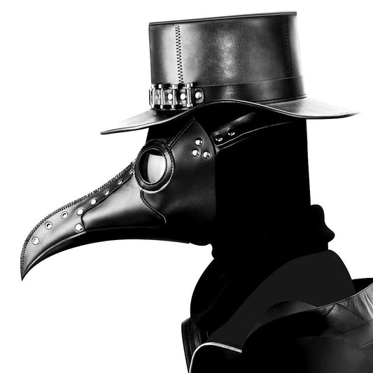 duduta Black PU Leather Plague Doctor Mask, Bird Death Mask Halloween Scary Costume Mask