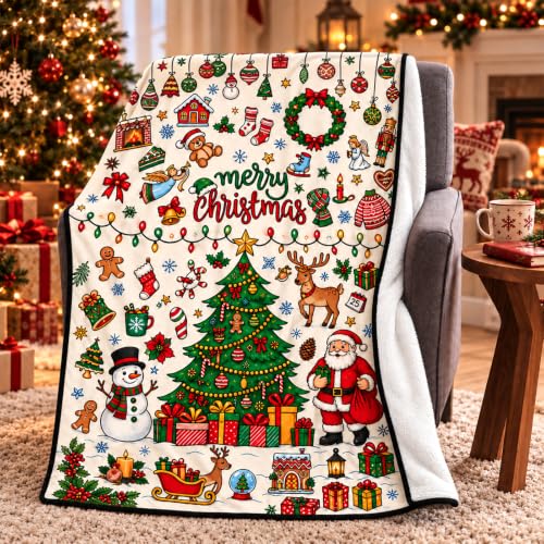 Christmas Coloring Sherpa Fleece Throw Blanket 40 x 60 Inches - Variation: Christmas Tree