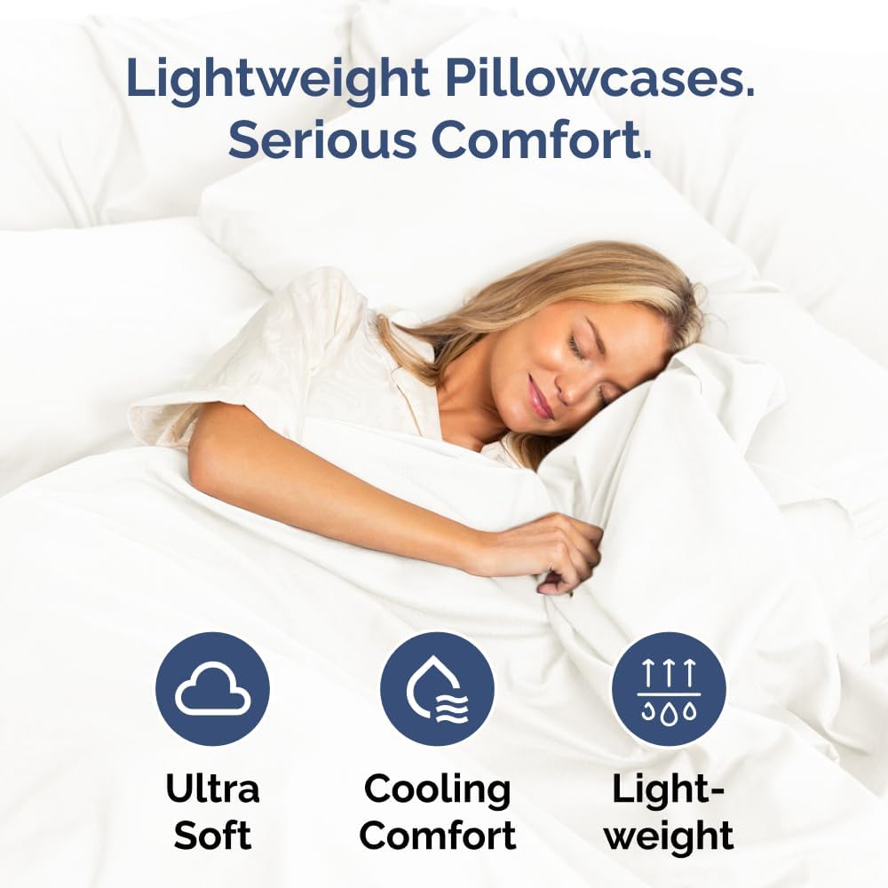 Skiennix Standard Pillow Cases Set of 4 | Ultra Soft Hotel Quality Covers - Machine Washable Antique White