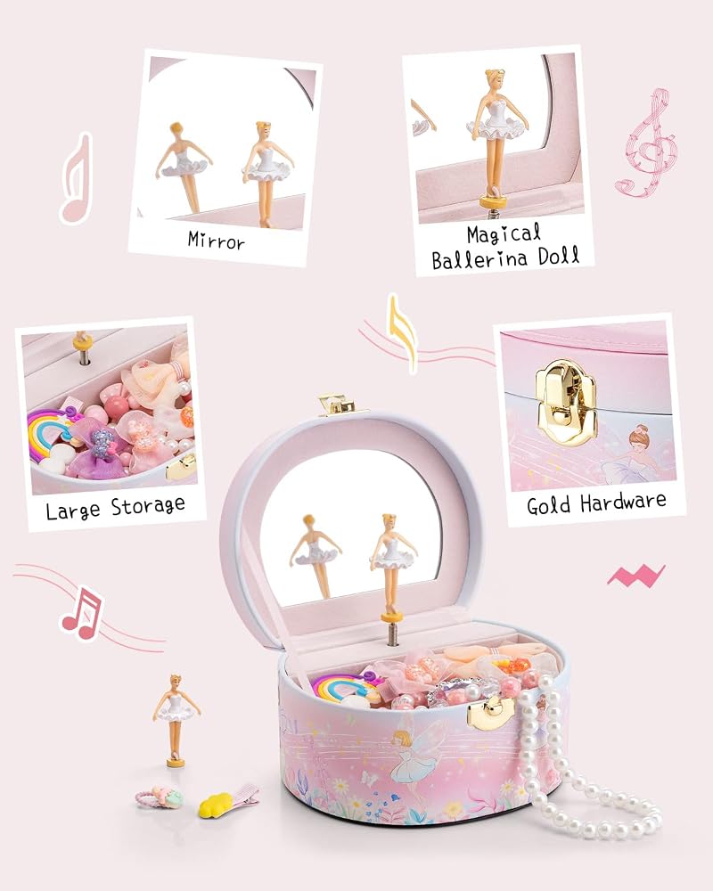 VLANDO Fairy Variation: Musical Jewelry Box for Girls – Arc Design, Spinning Ballerina
