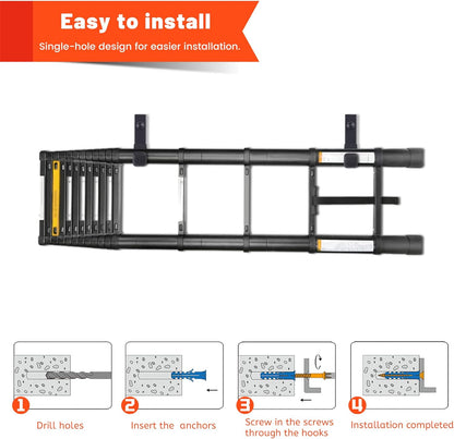 Skiennix Garage Storage Hooks - Heavy Duty Steel Wall Mount Ladder Hangers | 4 Pack, 88 lbs Capacity