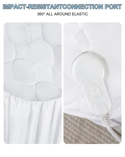 Heated Mattress Pad King Size - Electric Mattress Pad with Dual Control, 8 Heating Settings, Soft Blanket, Bed Warmer, 12-Hour Timer, Heater Sheets, 78" x 80" (Oval White, King)