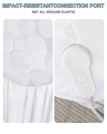 Heated Mattress Pad King Size - Electric Mattress Pad with Dual Control, 8 Heating Settings, Soft Blanket, Bed Warmer, 12-Hour Timer, Heater Sheets, 78" x 80" (Oval White, King)