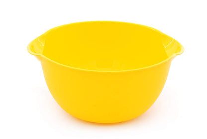 Mintra Home Mixing Bowl w/Colander (Large 4.5L, Yellow) - For Washing & Draining Fruits And Vegetables - Heavy Duty Plastic for Baking, Cooking Supplies - Dishwasher Safe