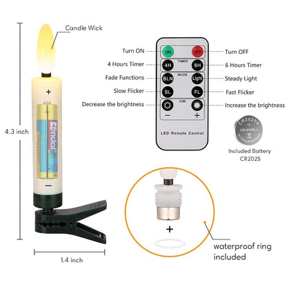 Daord 20-Pack Flameless Taper Candles with Remote & Timer - Ivory 4"