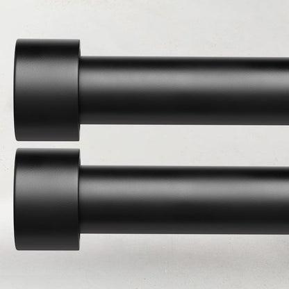 2 Pack Curtain Rods for Windows 48 to 84 Inch(4-7ft), 1 Inch Black Adjustable Heavy Duty Curtain Rod Set, Outdoor Long Drapery Rods for Patio Bedroom, Size 32"- 90"