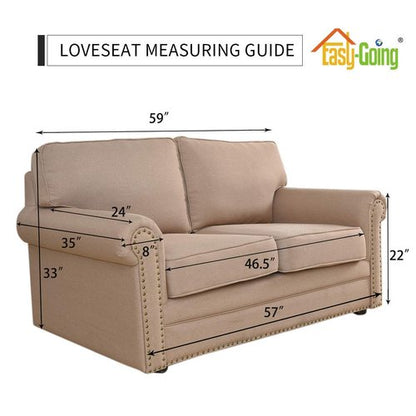 Easy-Going Reversible Loveseat Couch Cover for 2 Cushion Couch Sofa Cover for Dogs Water Resistant Furniture Protector with Foam Sticks Elastic Straps for Pet (Loveseat, Brown/Brown)