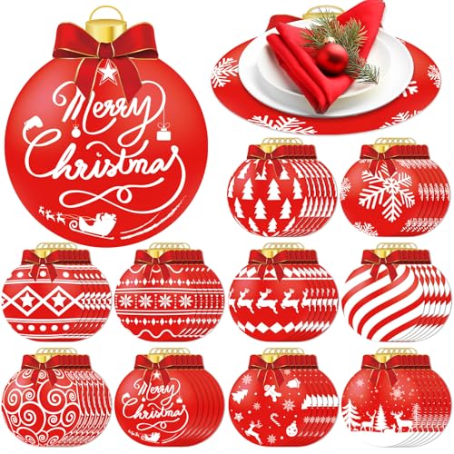 OBUSATT 60Pcs Christmas Balls Paper Placemat Set - Holiday Table Decorations