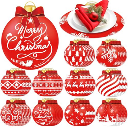 OBUSATT 60Pcs Christmas Balls Paper Placemat Set - Holiday Table Decorations
