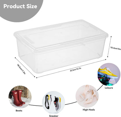 Novelinks 6 Quart Clear Plastic Storage Bins - Stackable Organizing Containers with Transparent Lids | 12 Pack