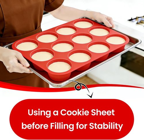 CAKETIME Silicone Muffin Pan - 3 Pack Regular 12 Cup Baking Tray for Muffins & Cupcakes