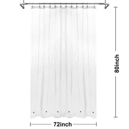 Barossa Design Extra Long Shower Curtain or Liner 72x80-6 Magnets on Bottom, PEVA, Waterproof, PVC Free, Metal Grommets - 72 x 80 Inches, Clear