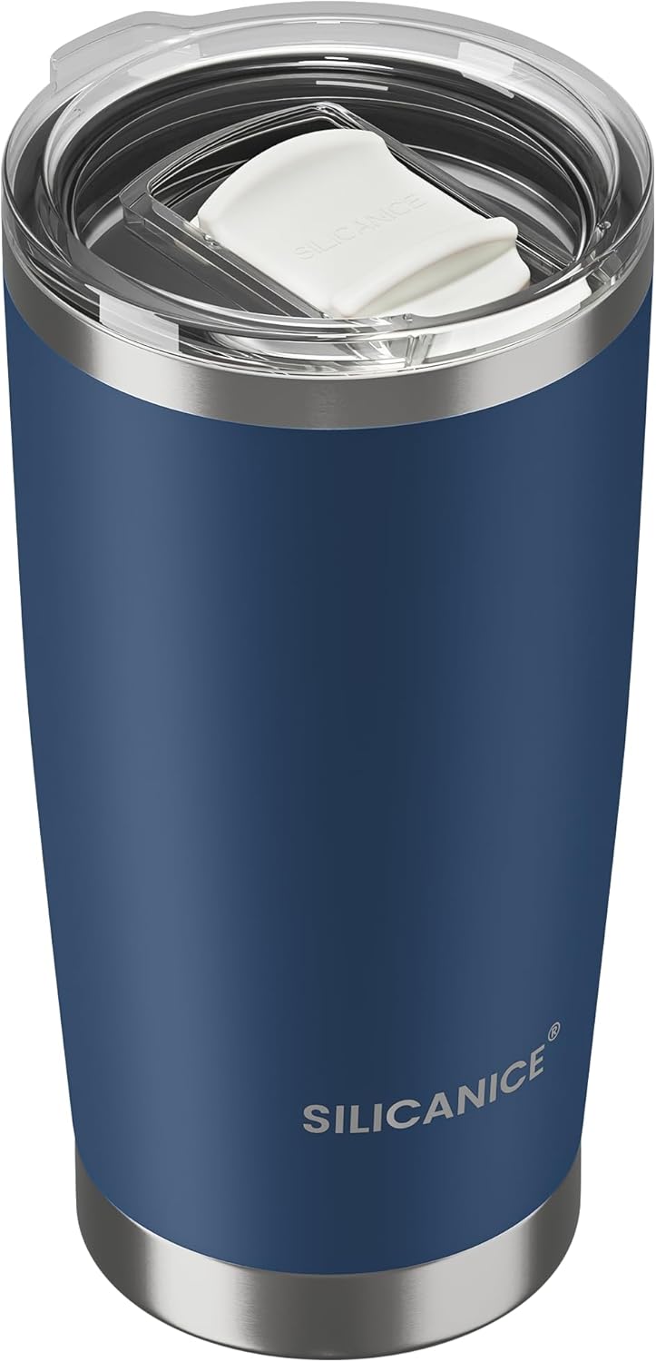 Skiennix Coffee Tumbler - 20 oz Double Wall Stainless Steel Travel Mug with Slider Lid | Navy Blue