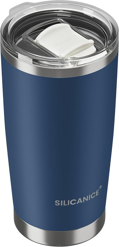 Skiennix Coffee Tumbler - 20 oz Double Wall Stainless Steel Travel Mug with Slider Lid | Navy Blue