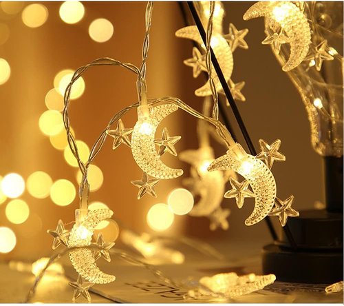 Fielegen 40 LED Moon String Lights - Battery Operated 20ft Fairy Lights for Patio & Wedding Decor
