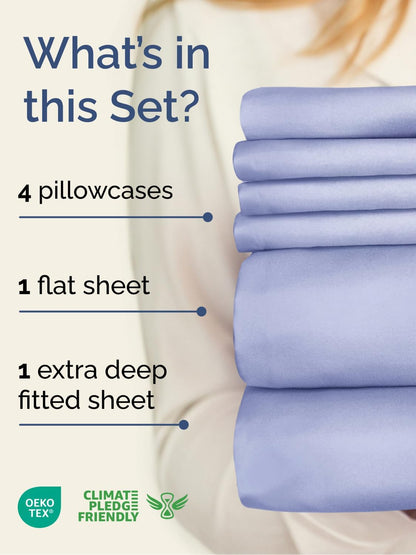Skiennix Extra Deep Full Sheet Set - 6 Piece Breathable Cooling Sheets - Hotel Luxury Bedding - Soft Wrinkle-Free Lavender