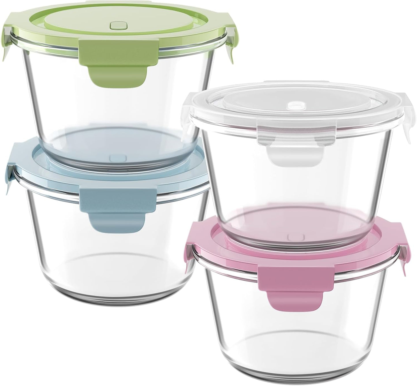 Skiennix 16oz Glass Meal Prep Containers - Airtight BPA-Free Borosilicate Storage | 4-Pack, Microwave & Dishwasher Safe