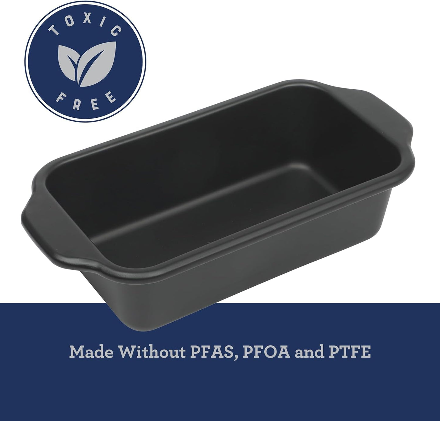 Oster Teston Nonstick Carbon Steel Loaf Pan - 9 x 5 Inch, PFAS-Free, Easy Release Bakeware, Matte Black