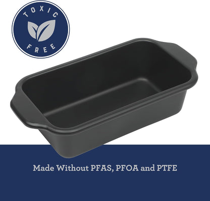 Oster Teston Nonstick Carbon Steel Loaf Pan - 9 x 5 Inch, PFAS-Free, Easy Release Bakeware, Matte Black
