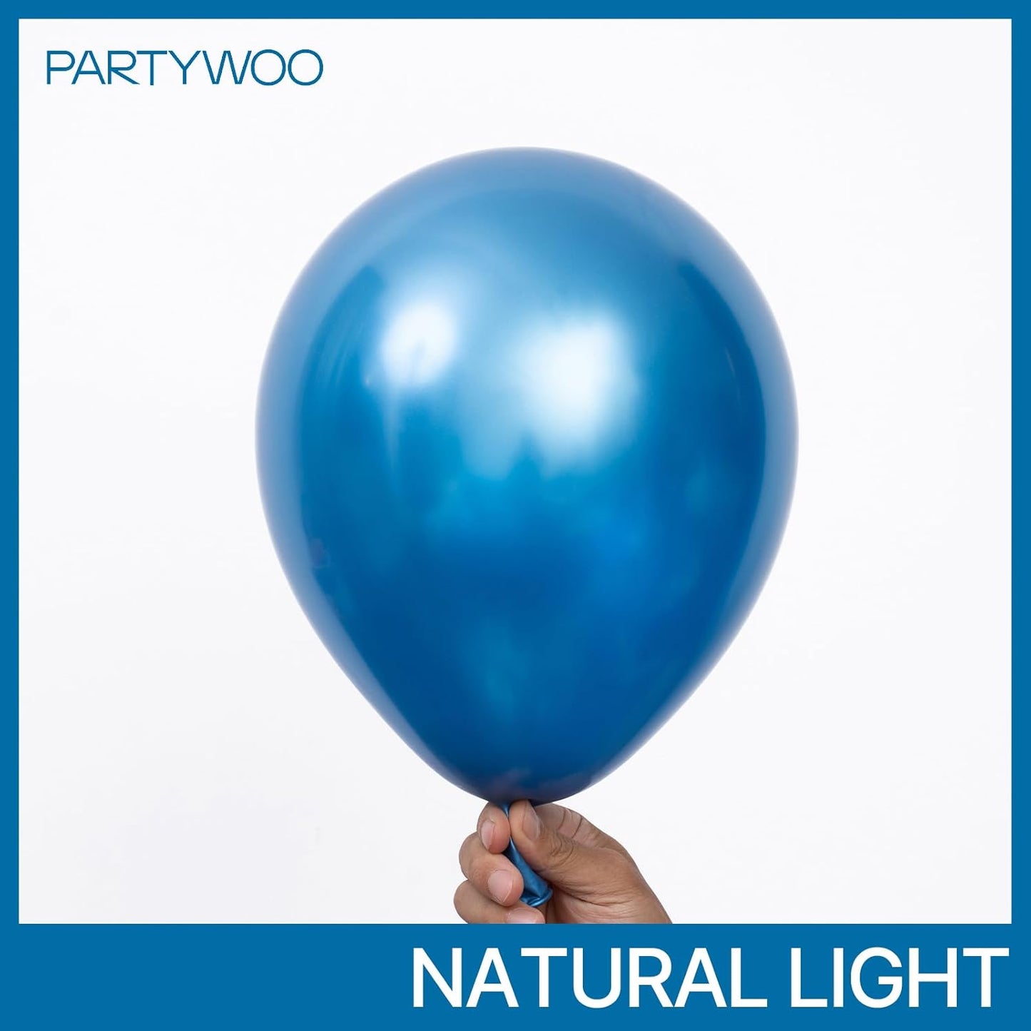 PartyWoo Metallic Blue Balloons - 140pcs in Various Sizes for Graduation, Wedding, and Birthday Celebrations