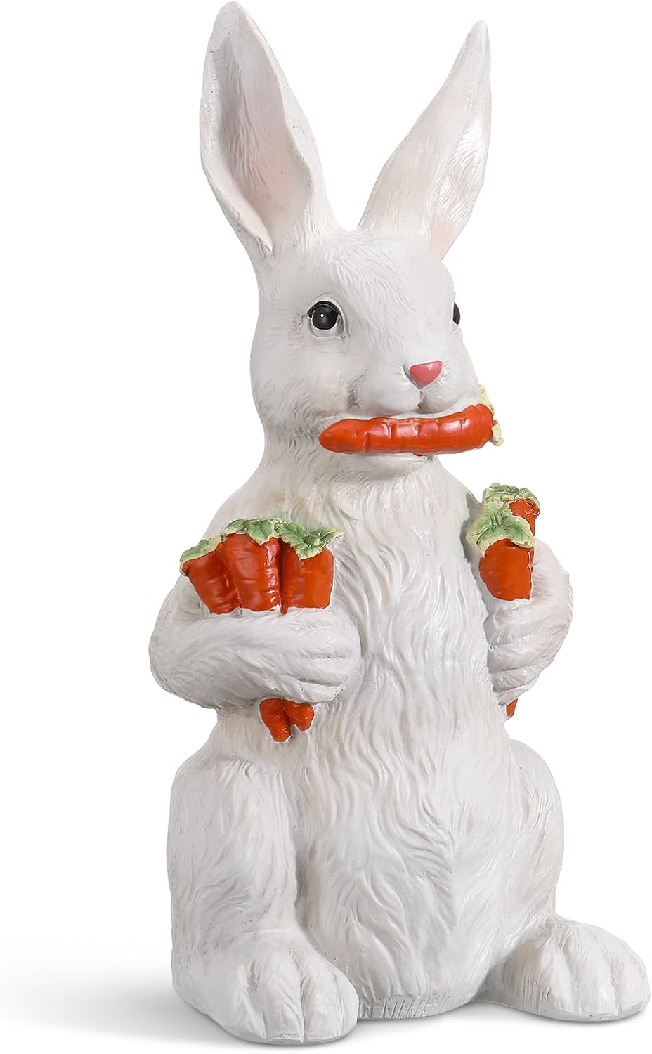 Yookeer 13-Inch Large Bunny Sculpture - Spring Resin Rabbit Figurine with Carrot for Easter Decor