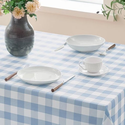 Checkered Tablecloth - Waterproof Gingham Table Cover | Light Blue, 52" x 70" - Wrinkle-Free & Washable for Dining and Outdoor Events
