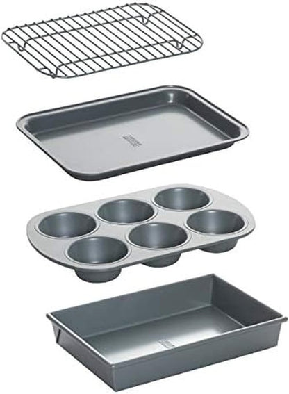 Chicago Metallic Non-Stick Toaster Oven Set - 4-Piece Baking Essentials for Perfect Meals