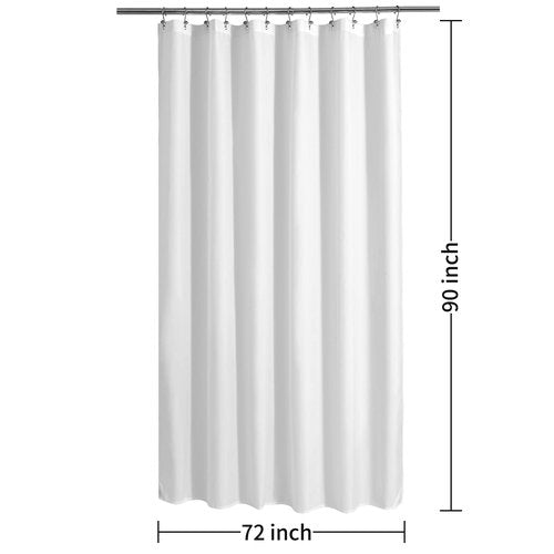 ALYVIA SPRING Extra Long Fabric Shower Curtain Liner Waterproof - 72" x 90", Soft & Lightweight XL Shower Curtain with Magnets, Machine Washable - 72x90, White