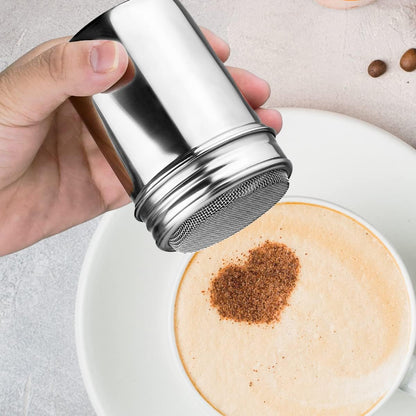 Skiennix Stainless Steel Powder Sugar Shaker - Fine Mesh Duster with Lid for Baking & Cooking