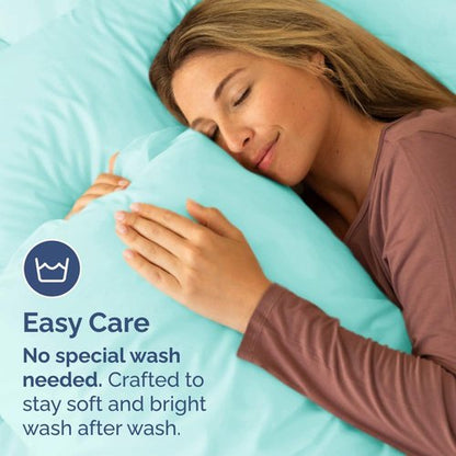 King Pillow Cases Set of 4 - Ultra Soft Hotel Quality Pillowcase Covers - Comfy, Cozy & Wrinkle Free - Shrinkage, Stain and Fade Resistant - Machine Washable Pillow Protectors - 4 Piece Set - Spa Blue