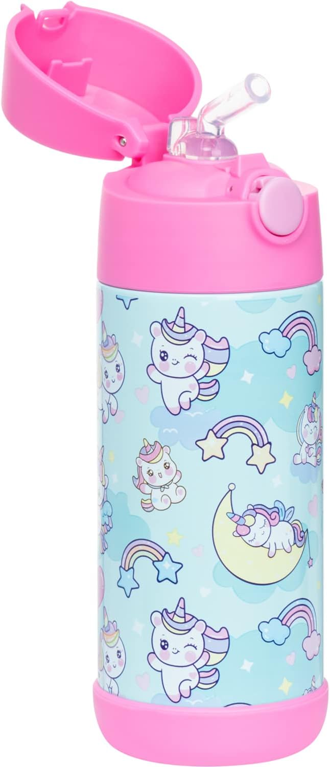 Snug Kids Water Bottle - Insulated Double-Wall Stainless Steel, Leakproof, Easy-Flip Lid | Unicorn, 17oz