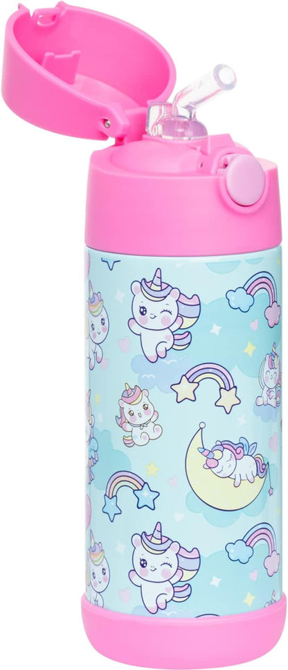 Snug Kids Water Bottle - Insulated Double-Wall Stainless Steel, Leakproof, Easy-Flip Lid | Unicorn, 17oz