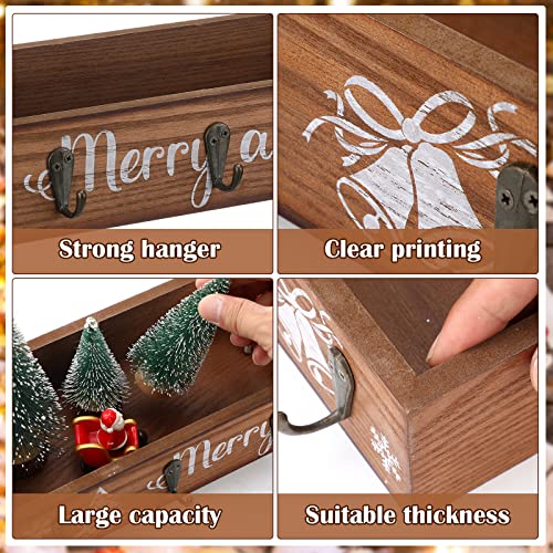 Wood Christmas Stocking Holder Box with 6 Hooks and Jingle Bell - Variation of THIS listing