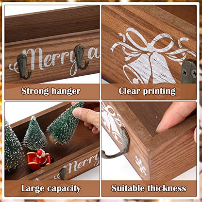 Wood Christmas Stocking Holder Box with 6 Hooks and Jingle Bell - Variation of THIS listing