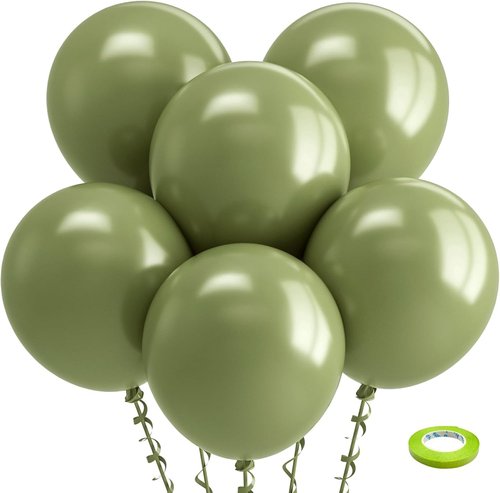 Bezente Sage Green Balloons - 18 Inch Thick Olive Green Latex | 30 Pack for Parties & Celebrations