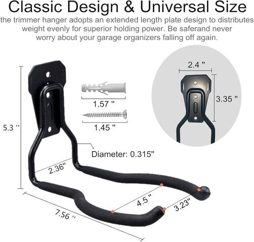 GS Alderaul Garden Tool Hanger - String Trimmer Wall Mount for Garage Storage | Durable Weedeater Bracket