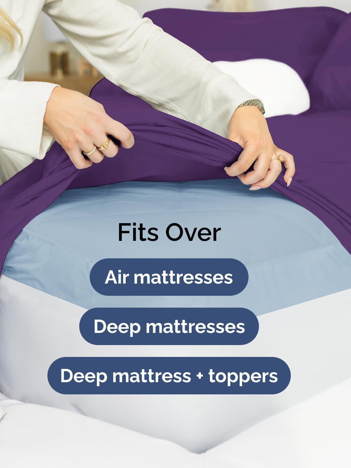 Skiennix Extra Deep Cal King Sheet Set | 6-Piece Breathable Cooling Bedding - Soft, Wrinkle-Free Purple